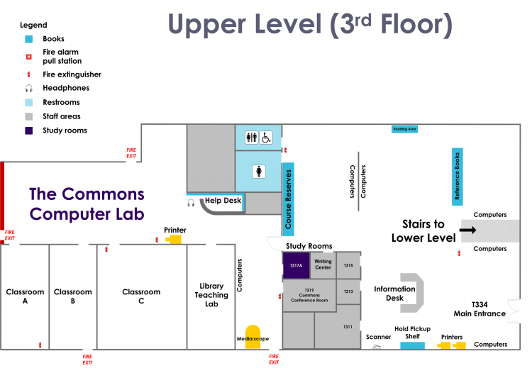 Map of the Health Sciences Library's third floor
