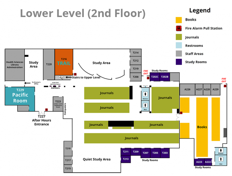 2nd Floor Map for UW HSL Library UW Health Sciences Library