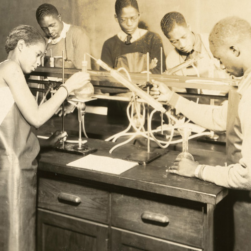 Photograph of African-American students in a science lab ca.1935.