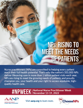 Promotional poster for the 2022 National Nurse Practitioner Week