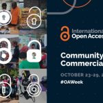 Promotional image for the International Open Access Week, subtitled Community over Commercialization, running from October 23-29, 2023