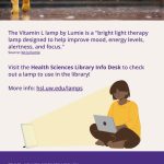 Promotional poster entitled "Light of a Rainy Day" for the UW Health Sciences Library's Lumie light therapy lamps