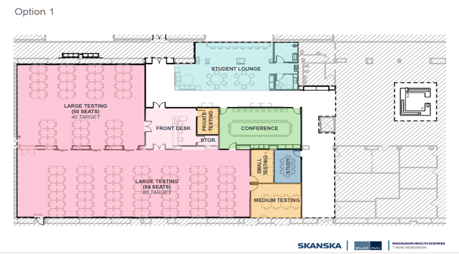 Floor plan of the Health Sciences Library Commons Computer Lab.
