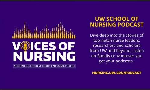 Promotion flyer for the UW School of Nursing's Voices of Nursing: Science, Education and Practice podcast