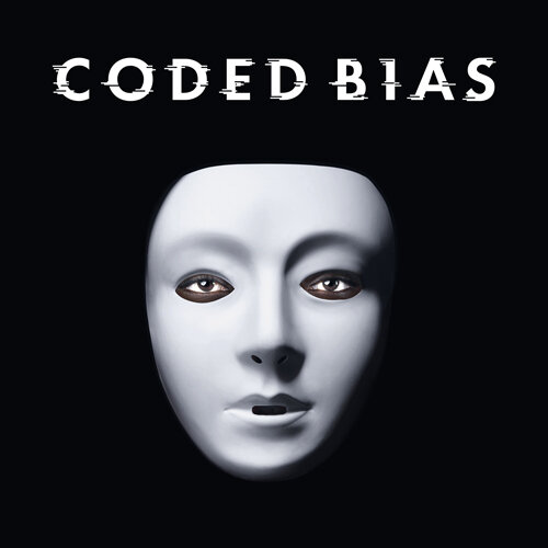 Promotional image for Coded Bias showing a white mask