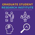 Graphic for GSR institute including magnifier and brain.