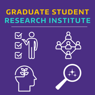 Graphic for GSR institute including magnifier and brain.