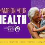 Logo with older woman holding child